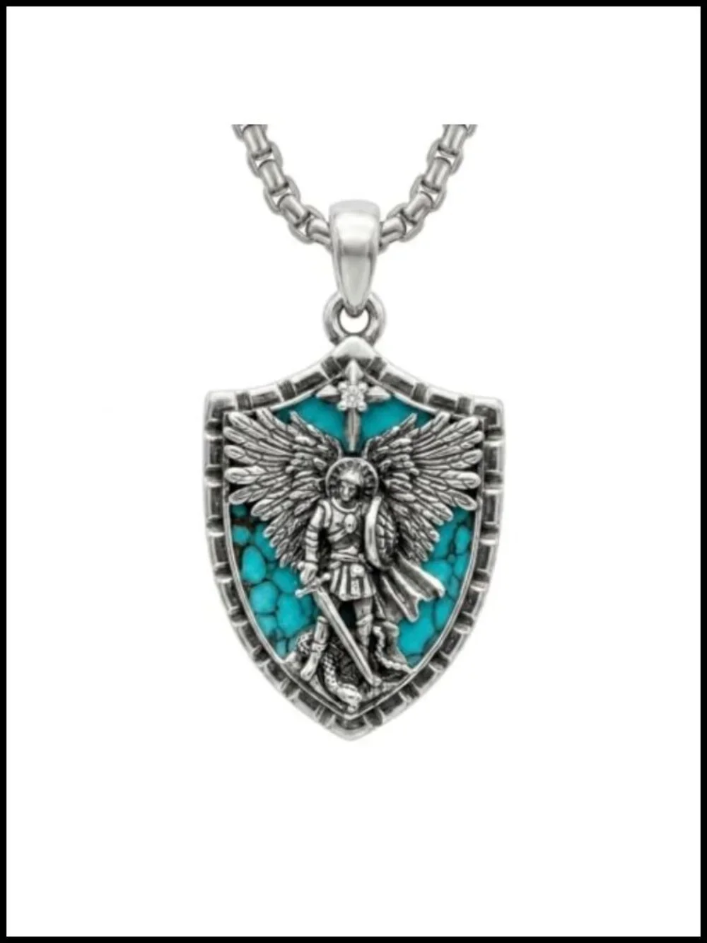 Saint Michael Pendant Necklace Stainless Steel Religious Amulet Protection